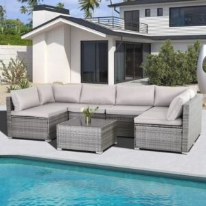 Fabricat Outdoor Collection Replacement Cushions in Rosemount Dove